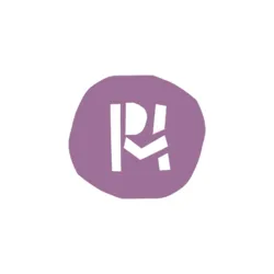 Logo de Passe-Muraille – Centre des Arts du Cirque composé d’une grande forme arrondie et irrégulière de couleur mauve sur fond blanc. Au centre apparaît un symbole blanc très stylisé construit à partir de formes géométriques. Il évoque les initiales de P